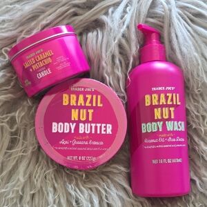 bundle of 3 trader joes products Pink Brazil Nut Body Wash / Body Butter/ candle